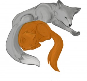 Silver Fox and Red Kitten by Kinzie K.